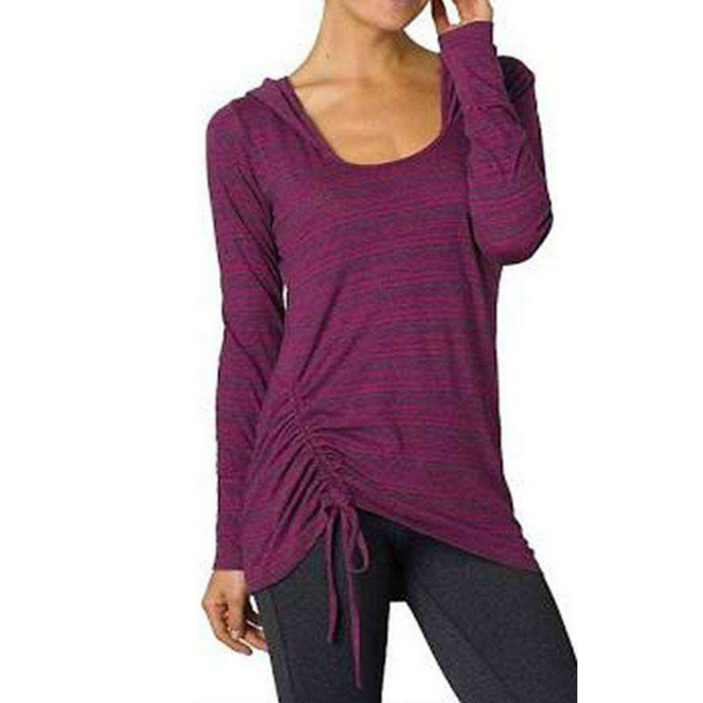 prAna Vinyasa Hoodie Purple Striped Vivid Viola sz L Organic Yoga
